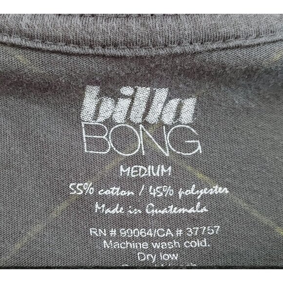Billabong Women's Gray Diamond Pattern T Shirt Size Medium Cotton Blend Crew Nec - Picture 2 of 3